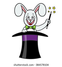 Rabbit in magic hat. vector illustration on white background