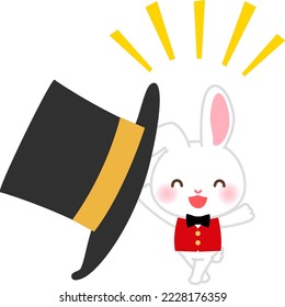 Rabbit magician emerging from a top hat