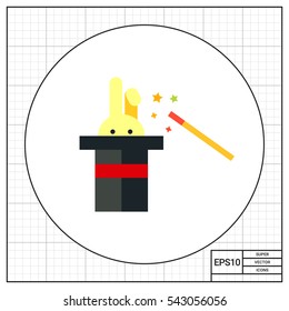 Rabbit in magician hat and magic wand