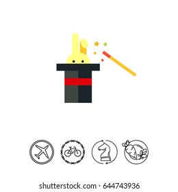 Rabbit in magician hat and magic wand