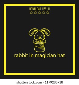 rabbit in magician hatb sketch vector icon