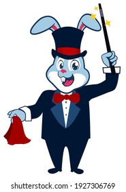 rabbit magician mascot cartoon in vector
