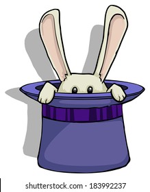 Rabbit in a magicians hat, vector illustration