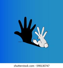 Rabbit making shadow hand, vector illustration