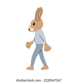 Rabbit man. Hand drawn Vector isolated illustration. New year symbol