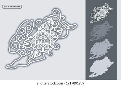 Rabbit Mandala Vector SVG Multilayer