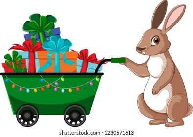 Rabbit with many gifts illustration