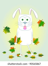 rabbit with maple leaves
