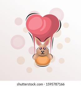 rabbit mascot cartoon design vector with love