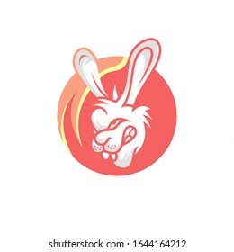 Rabbit mascot gaming logo design vector illustration