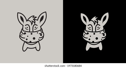 Rabbit mascot line art logo wearing a mask, suitable for use, brand logos, identity logos, community logos, icons and symbols.