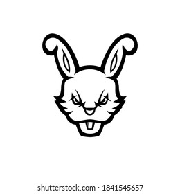 Rabbit mascot logo black and white version