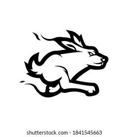 Rabbit mascot logo black and white version