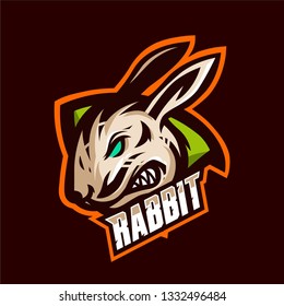 Rabbit mascot logo gaming vector template
