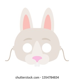 Rabbit mask. Childish masquerade mask. Isolated vector illustration