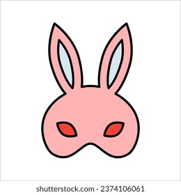 Rabbit mask flat icon, bunny ears silhouette. Masquerade festival icon. vector illustration on white background