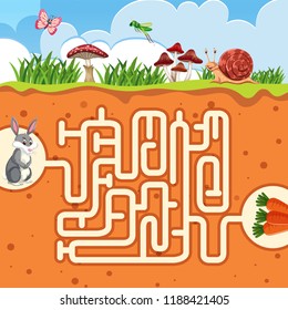 Rabbit Maze Game Template Illustration