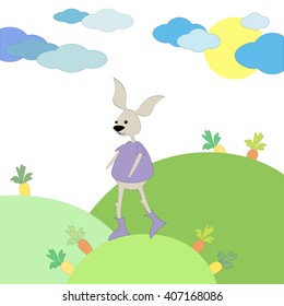 Rabbit in the meadow vector illustration