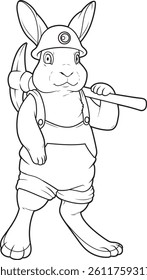 Rabbit Miner Pickaxe Mining Animal Vector Graphic Art Illustration