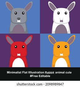 Rabbit minimalist flat design character.