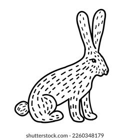 Rabbit minimalist hand drawing  simple liner. Doodle rabbit illustration. Vector image. 