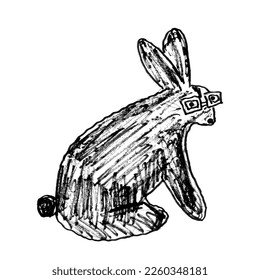 Rabbit minimalist hand drawing  simple liner. Doodle rabbit illustration. Vector image. 