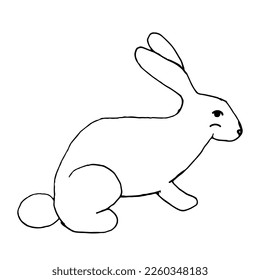 Rabbit minimalist hand drawing  simple liner. Doodle rabbit illustration. Vector image. 