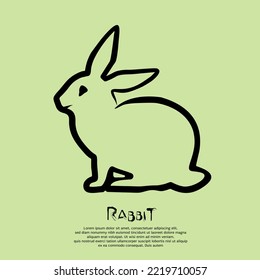 Dibujo de mano minimalista en conejo. Ilustración del vector