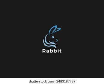 Rabbit minimalist logo design vector