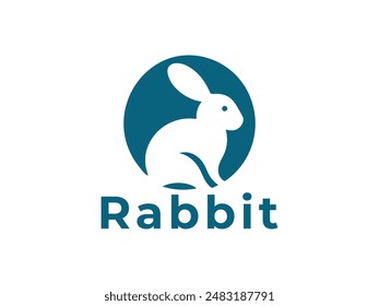 Rabbit minimalist logo design vector