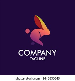 rabbit modern colorful logo vector