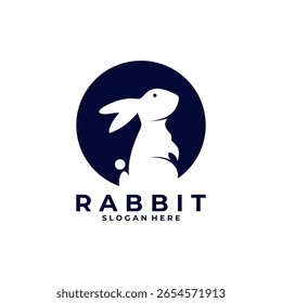Vector de diseño de logotipo moderno de conejo. Plantilla de logotipo de compañía de conejo elegante y simple