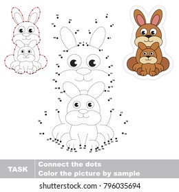 Rabbit Mom. Dot to dot educational game for kids.