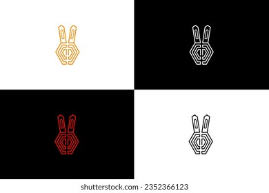 Rabbit monogram logo, where the grace of the rabbit form intertwines seamlessly with classic initials, creating a symbol of elegance and agility