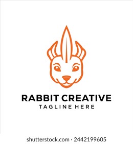 Rabbit Monoline logo ,Inspiration design ,Illustraction , vector 