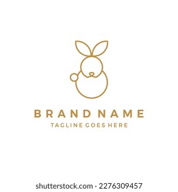 Rabbit monoline minimalistic logo icon for your company vector illustration