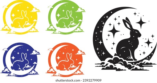 Rabbit in the moon illustration vector for designer. 