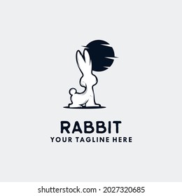 diseño del logo de conejo en la luna