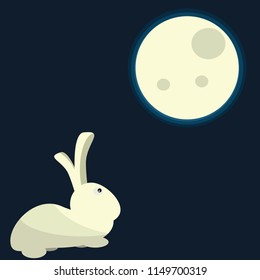 rabbit and moon vector illustration 