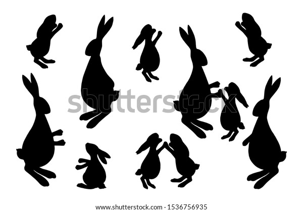 Rabbit Mother Kids Silhouette Easter Basis Stock Vector (Royalty Free ...