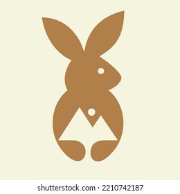 Rabbit Mount Logo Negative Space Concept Vector Template. Rabbit Holding Mount Symbol