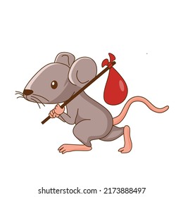 rabbit. mouse. rat holding bundle on stick  vector illustration