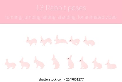 Rabbit movements for animation, running and jumping and standing up