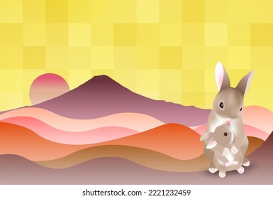 Rabbit Mt. Fuji New Year's card background