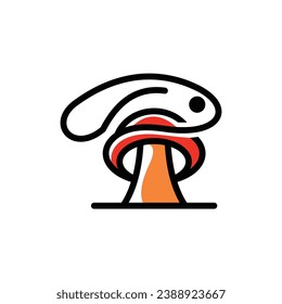 Rabbit Mushroom line simple logo designs concept, logos, logotype element for template.