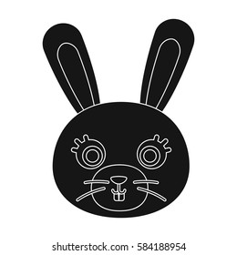 Rabbit muzzle icon in black style isolated on white background. Animal muzzle symbol stock vector illustration.