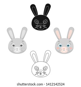 Rabbit muzzle icon in cartoon,black style isolated on white background. Animal muzzle symbol stock vector illustration.
