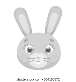 Rabbit muzzle icon in monochrome style isolated on white background. Animal muzzle symbol stock vector illustration.