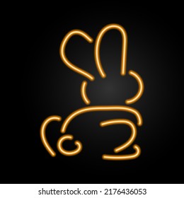 rabbit neon sign, modern glowing banner design, colorful modern design trends on black background. Vector illustration.