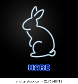 rabbit neon sign, modern glowing banner design, colorful modern design trends on black background. Vector illustration.